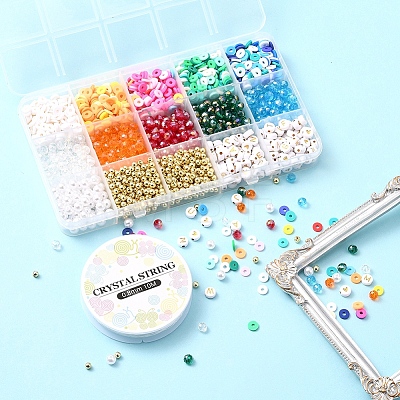 DIY Faceted & Letter & Heishi Beads Bracelets Making Kit DIY-YW0005-22-1