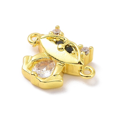 Real 18K Gold Plated Brass Pave Clear Cubic Zirconia Connector Charms KK-L209-059G-01-1