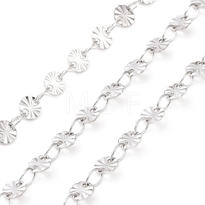 304 Stainless Steel Flat Round Link Chains CHS-A008-01P-C-1