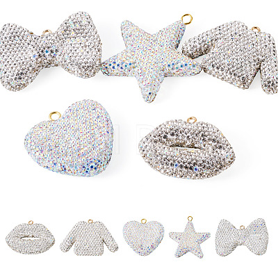 5Pcs 5 Styles Handmade Polymer Clay Pendants RB-BT0001-05C-1