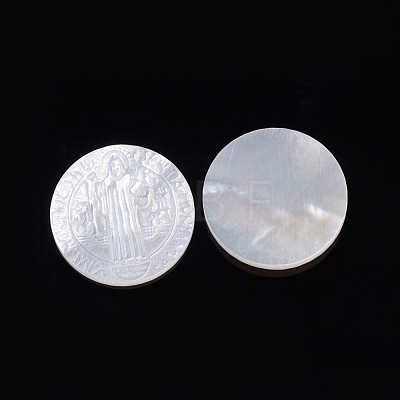 Natural White Shell Cabochons SSHEL-D083-12A-1