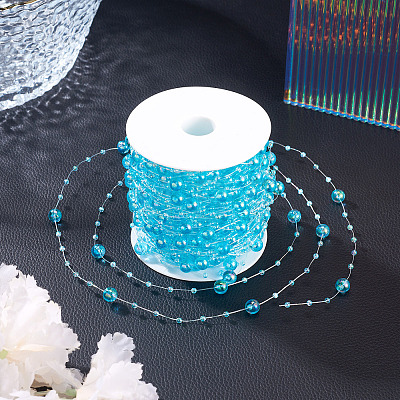 Acrylic Round Beaded Link Chains DIY-MB0007-001D-1