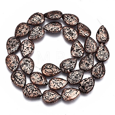 Electroplated Natural Lava Rock Bead Strands G-T131-87R-1