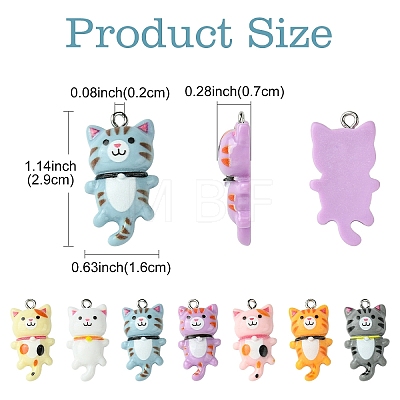 35Pcs 7 Colors Opaque Resin Kitten Pendants RESI-YW0001-73-1