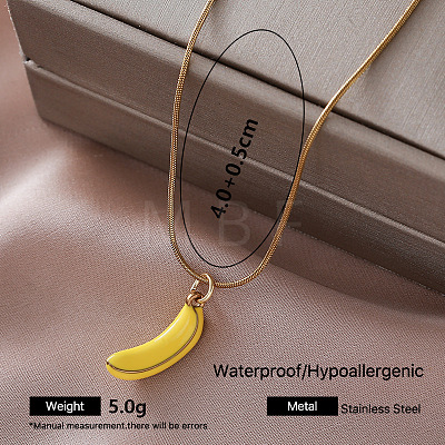 Vintage 304 Stainless Steel Enamel Banana Pendant Necklaces for Women SI8197-6-1