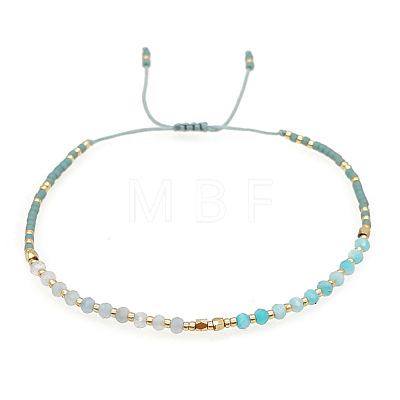 Adjustable Glass Seed Bead Braided Bead Bracelets for Women VT9382-52-1