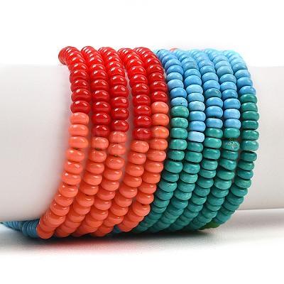 Glass & Natural White Shell & Dyed Howlite Beads Strands G-Z135-C08-2x4mm-1