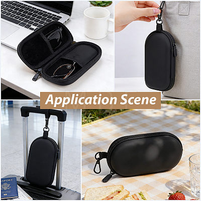 1Pc Oval PU Leather & Velvet Glasses Case AJEW-CN0007-22-1