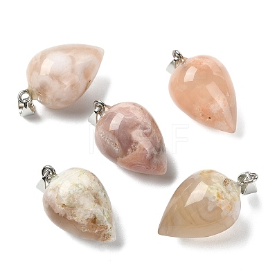 Natural Cherry Blossom Agate Pendants GG-K002-13F-1