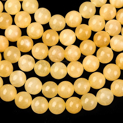Natural Yellow Jade Bead Strands G-K121-02-6mm-1