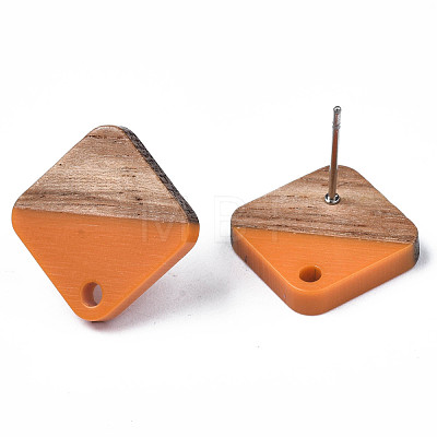 Resin & Walnut Wood Stud Earring Findings MAK-N032-021A-1