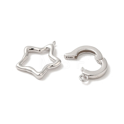 Rhodium Plated 925 Sterling Silver Fold Over Clasps STER-G038-10P-1