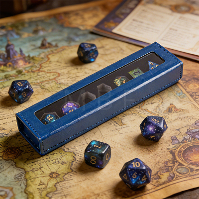 7-Slot Imitation Leather Dice Organizer Boxes with Magnetic Visible Window Lid ODIS-WH0079-105A-1