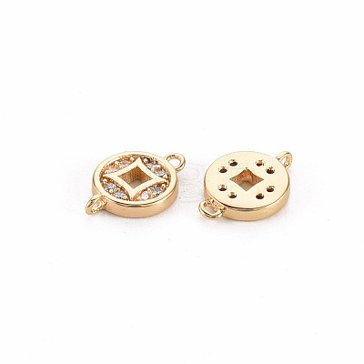 Brass Micro Pave Clear Cubic Zirconia Link Connectors X-KK-S356-447-NF-1