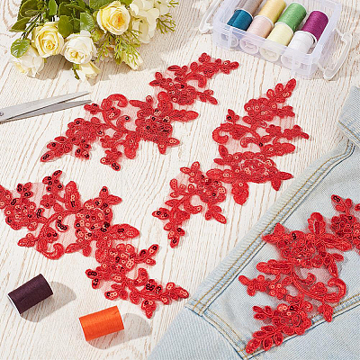 2Pairs Leaves Polyester Embroidery Ornaments Accessories DIY-GF0014-46E-1