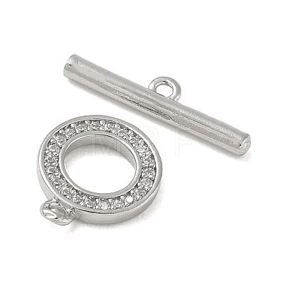 Brass Micro Pave Clear Cubic Zirconia Toggle Clasps CU-CBAC675-06P-1