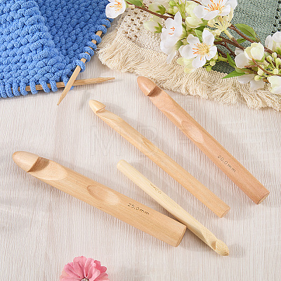 4Pcs 4 Styles Bamboo Crochet Hooks DIY-CL0002-62B-1