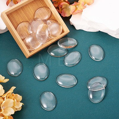 Transparent Clear Glass Flat Back Cabochons GGLA-TA0001-02-40x30-1