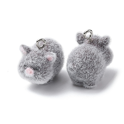 Animal Flocking Resin Pendants LS-RESI-A049-03F-1
