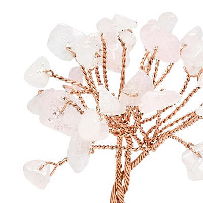 Natural Rose Quartz Chip Pachira Glabra Display Decorations DJEW-K025-04H-1