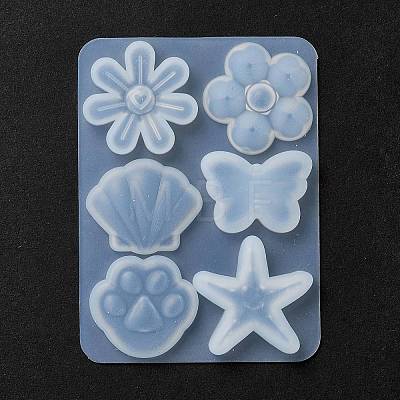 Flower & Shell & Starfish & Paw Print & Butterfly Silicone Molds X-DIY-P059-07-1