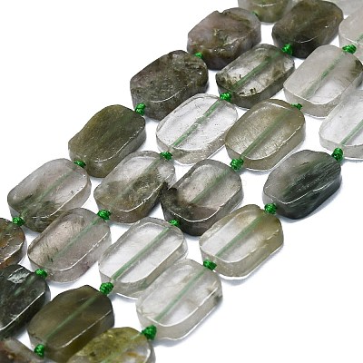 Natural Green Rutilated Quartz Beads Strands G-K245-J03-F01-1