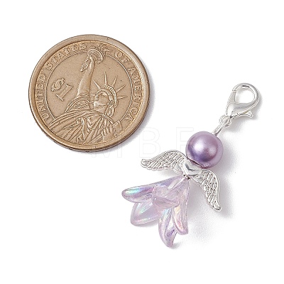 Angel Acrylic & Glass Pearl Pendant Decoration HJEW-JM02364-01-1
