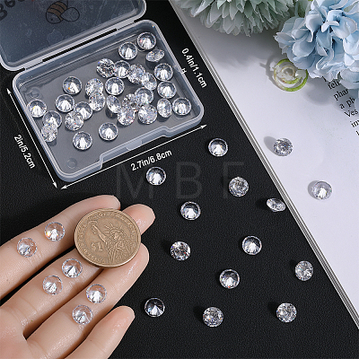 Beebeecraft 50Pcs Cubic Zirconia Cabochons ZIRC-BBC0002-37-1