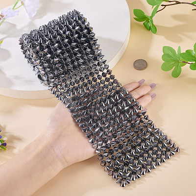 1 Yard 12-Row Resin Spike Stud Cone Flatback Punk Rock Trim Mesh Bead Craft FIND-TA0006-73A-1