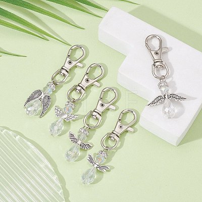 Angel Alloy & Glass Pearl Beads Pendants Decorations HJEW-JM01102-1