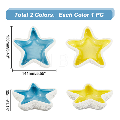 Globleland 2Pcs 2 Colors Starfish Shape Ceramic Jewelry Plate AJEW-GL0001-45-1