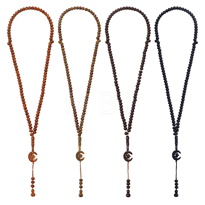 4Pcs 4 Colors Acrylic Rondelle Rosary Bead Necklaces NJEW-PH0001-57-1