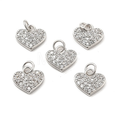 Brass Micro Pave Clear Cubic Zirconia Charms KK-E068-VB162-1
