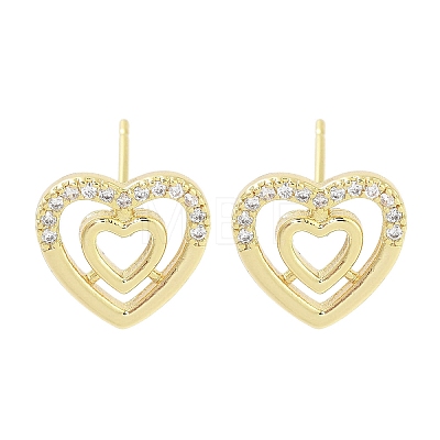 Brass Micro Pave Clear Cubic Zirconia Studs Earring for Women EJEW-S217-A07-1