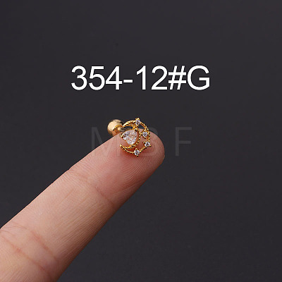 316L Stainless Steel Micro Pave Cubic Zirconia Cartilage Earrings WG094CA-30-1