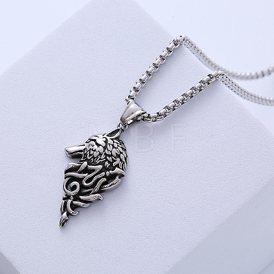 Viking Pirate Wolf Head 304 Stainless Steel Pendant Necklaces LU3872-1