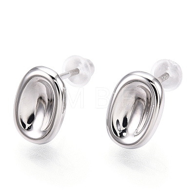 Rhodium Plated 925 Sterling Silver Stud Earrings STER-T004-38P-1