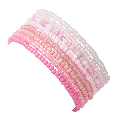 8Pcs Glass Seed Beads Stretch Bracelets for Women BJEW-MZ00269-1