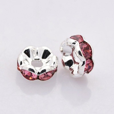 Brass Rhinestone Spacer Beads RB-A014-L6mm-23S-NF-1