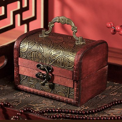 CutHollow 1Pc Vintage Wooden Jewelry Box AJEW-CL0001-12B-1