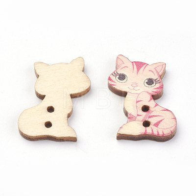 2-Hole Printed Wooden Buttons X-WOOD-S037-030-1