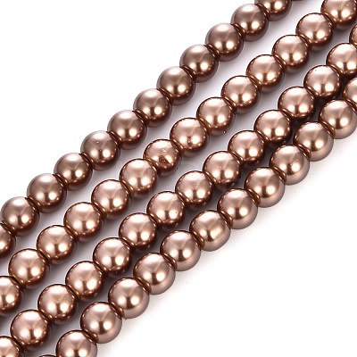 Baking Paint Pearlized Glass Pearl Round Bead Strands X-HY-Q330-8mm-30-1