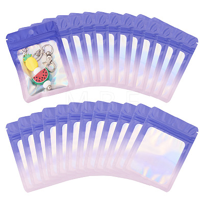 40Pcs Rectangle Glitter Holographic Plastic Resealable Packaging Bags ABAG-TA0001-97B-01-1