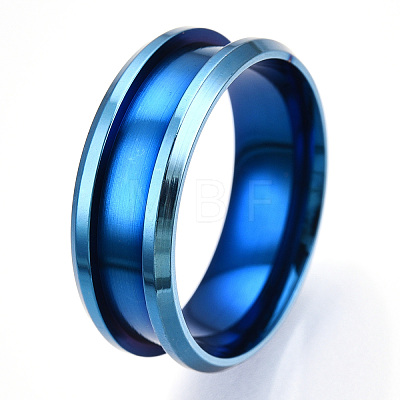 201 Stainless Steel Grooved Finger Ring Settings MAK-WH0007-16L-D-1