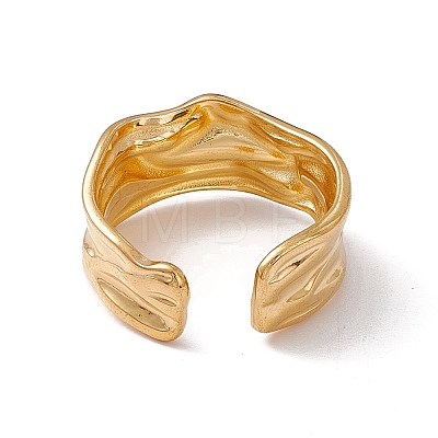 Ion Plating(IP) 304 Stainless Steel Twist Wave Open Cuff Ring for Women X-RJEW-C045-22G-1