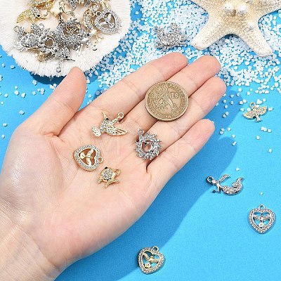 32Pcs 8 Styles Alloy Rhinestone Pendants FIND-YW0011-53KCG-1