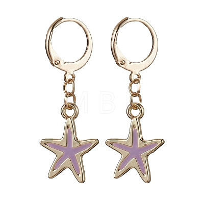 Alloy Enamel Starfish Dangle Leverback Earrings EJEW-JE05602-1
