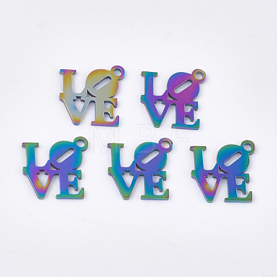 Valentine's Day Ion Plating(IP) 201 Stainless Steel Charms STAS-Q201-JN170-1