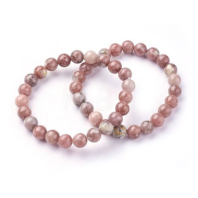 Natural Plum Blossom Jade Beads Stretch Bracelets X-BJEW-F380-01-B08-1