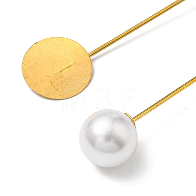 Iron with ABS Imitation Pearl Hair Stick Findings MAK-K021-04G-1